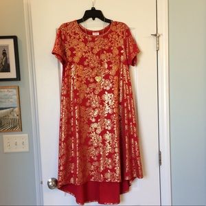 Lularoe Elegant red foil Carly dress